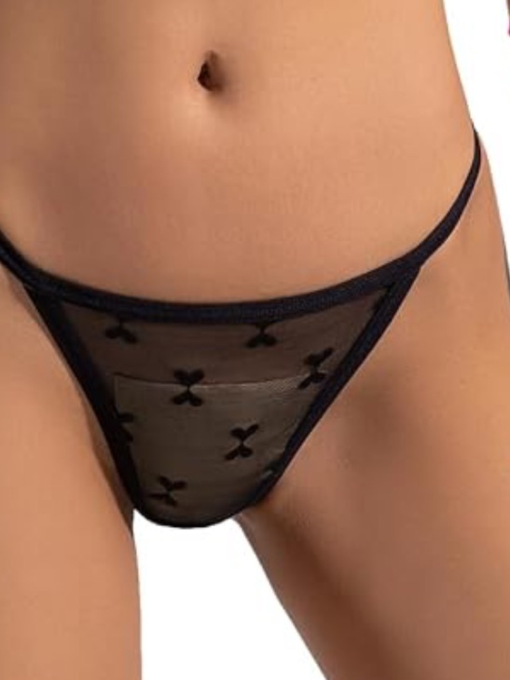 FINETOO Sheer Star Mesh Thong Trio - Black, White, Teal